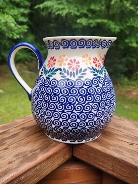 Ceramika Artystyczna Blue Rose Polish Pottery "Garden Bouquet" Pitcher